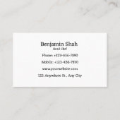 Carte De Visite Logo de la pizza Fastfood (Dos)