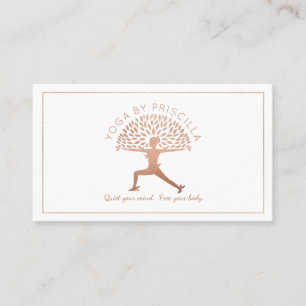 Carte De Visite Logo de la pochette de yoga femme de l'arbre en fl