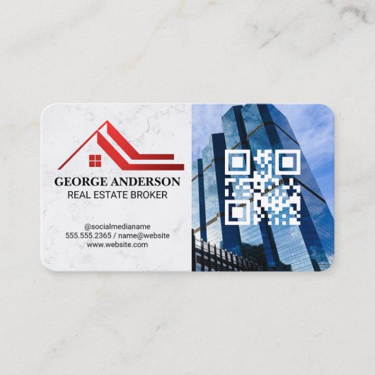 Carte De Visite Logo de la propriété | Code QR | Immeubles de gran (Devant)