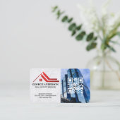 Carte De Visite Logo de la propriété | Code QR | Immeubles de gran (Debout devant)