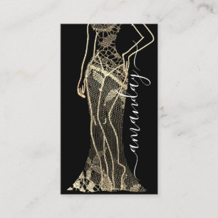 Carte De Visite Logo de la robe du concepteur de mode QR Gris Blac