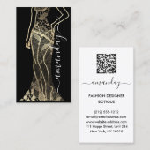 Carte De Visite Logo de la robe du concepteur de mode QR Gris Noir (Devant / Derrière)