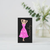 Carte De Visite Logo de la robe du concepteur de mode QR Rose rose (Debout devant)