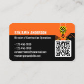 Carte De Visite Logo de la société de construction QR Code Orange (Dos)