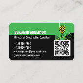 Carte De Visite Logo de la société de construction QR Code Vert (Dos)