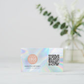 Carte De Visite Logo de la société Holographique moderne Code QR (Debout devant)
