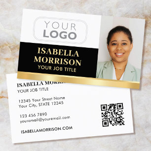 Carte De Visite Logo de la société professionnelle QR Black Gold