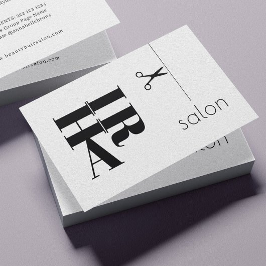 Carte De Visite Logo de la typographie simple noir et blanc salon 