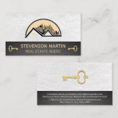 Carte De Visite Logo de la ville sur le toit | Cuir | Clé de squel (Devant / Derrière)