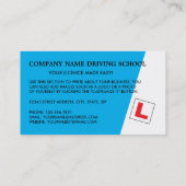 Carte De Visite Logo de la voiture bleue, école de conduite, instr (Dos)