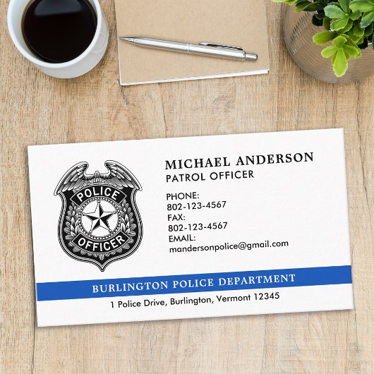 Carte De Visite Logo de l'agent de police du département de l'appl