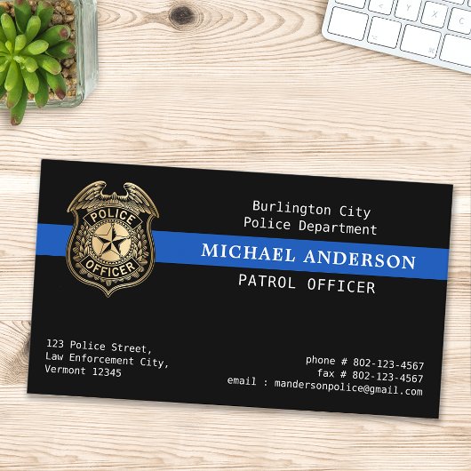 Carte De Visite Logo de l'agent de police personnalisé