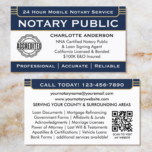 Carte De Visite Logo de l'agent de signature de notaire classique 