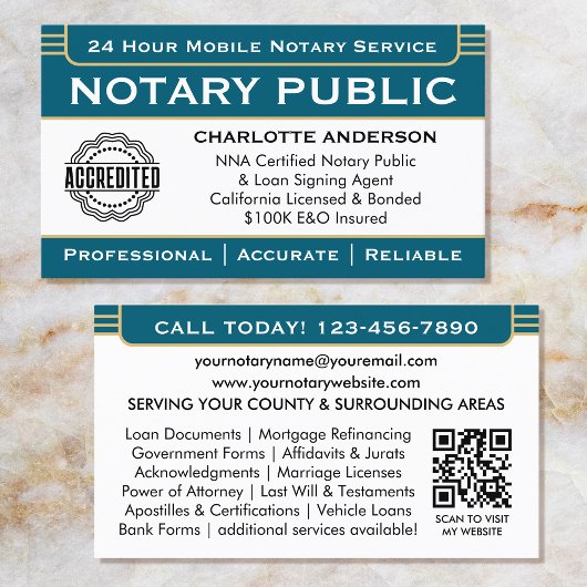 Carte De Visite Logo de l'agent de signature de notaire classique 