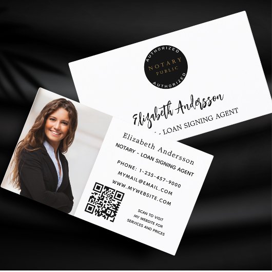 Carte De Visite Logo de l'agent de signature de prêt notaire photo