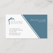 Carte De Visite Logo de l'agent immobilier professionnel Blue (Dos)