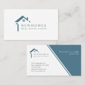 Carte De Visite Logo de l'agent immobilier professionnel Blue (Devant / Derrière)