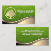 Carte De Visite Logo de l'arbre d'or | Herbe (Devant / Derrière)