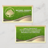 Carte De Visite Logo de l'arbre d'or | Herbe | Cadre Or (Devant / Derrière)