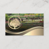 Carte De Visite Logo de l'arbre d'or | Jardin aux fleurs d'herbe (Devant)