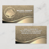 Carte De Visite Logo de l'arbre d'or | Vague métallique or (Devant / Derrière)