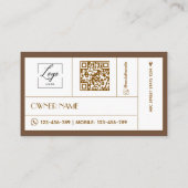 Carte De Visite LOGO de l'artisan moderne Code QR Café (Dos)