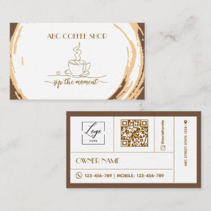 Carte De Visite LOGO de l'artisan moderne Code QR Café 
