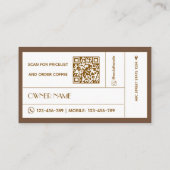 Carte De Visite LOGO de l'artisan moderne Code QR Café (Dos)