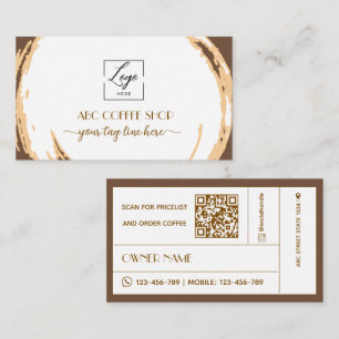 Carte De Visite LOGO de l'artisan moderne Code QR Café