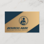 Carte De Visite Logo de lavage de pression Marine Bleu & Or (Devant)