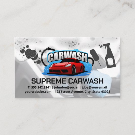 Carte De Visite Logo de lavage de voiture | Icônes de nettoyage (Devant)