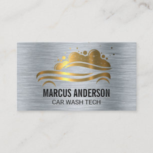 Carte De Visite Logo de lavage de voiture   Métallique