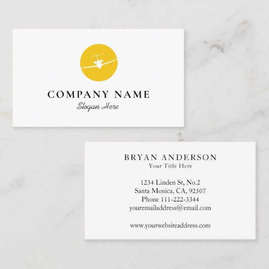 Carte De Visite Logo de l'avion à réaction (Devant / Derrière)