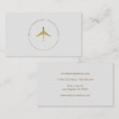 Carte De Visite Logo de l'avion Gold de l'agent de voyage (Devant / Derrière)