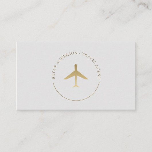 Carte De Visite Logo de l'avion Gold de l'agent de voyage (Devant)