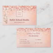 Carte De Visite Logo de l'école de ballet rose or rose (Devant / Derrière)
