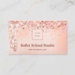 Carte De Visite Logo de l'école de ballet rose or rose