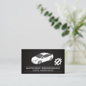 Carte De Visite Logo de l'engrenage à clé | Service automobile (Debout devant)