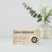 Carte De Visite Logo de l'engrenage du marteau | Panneaux en bois (Debout devant)