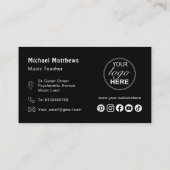 Carte De Visite Logo de l'enseignant de guitare de musique et médi (Dos)