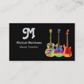 Carte De Visite Logo de l'enseignant de guitare de musique et médi (Devant)