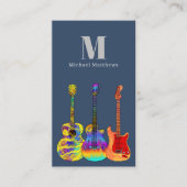 Carte De Visite Logo de l'enseignant de guitare et médias sociaux (Devant)