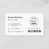 Carte De Visite Logo de l'enseignant de musique guitare et médias  (Dos)