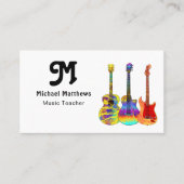 Carte De Visite Logo de l'enseignant de musique guitare et médias  (Devant)