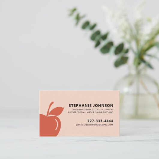 Carte De Visite Logo de l'enseignant enseignant Dramatic Red Apple (Debout devant)