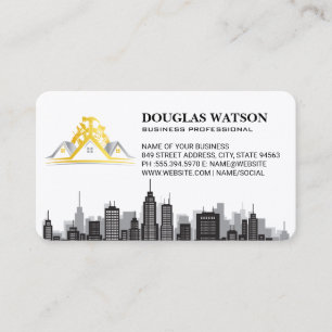 Carte De Visite Logo de l'entrepreneur de construction Horizon u