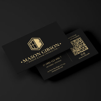 Carte De Visite Logo de l'entrepreneur en fenêtres et portes moder