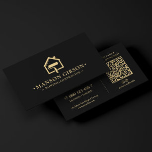 Carte De Visite Logo de l'entrepreneur en peinture peintre noir mo