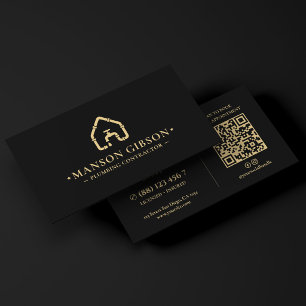 Carte De Visite Logo de l'entrepreneur en plomberie Plombier moder