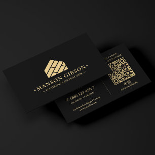 Carte De Visite Logo de l'entrepreneur en revêtement de sol noir m